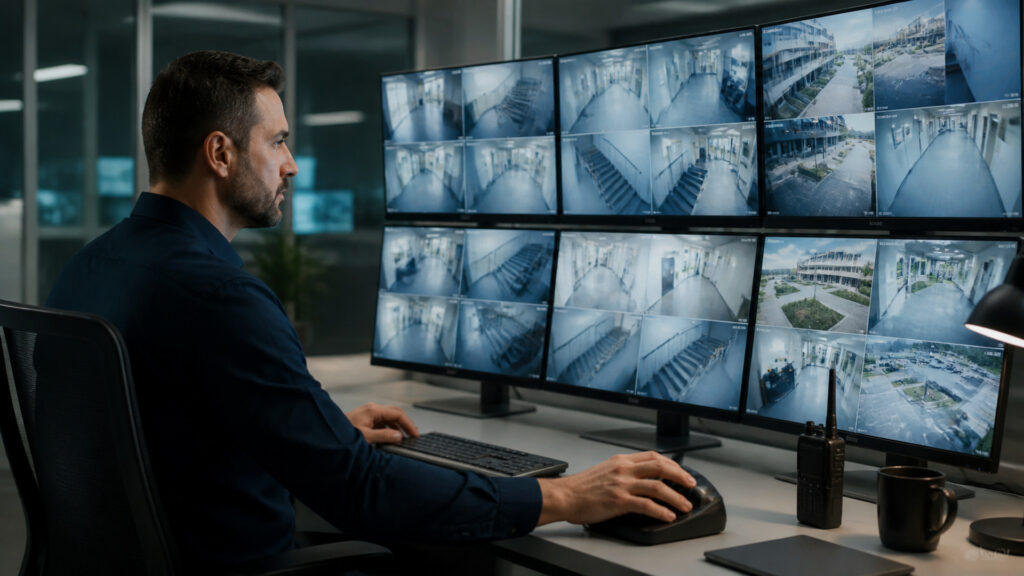 Editorial business scene illustrating surveillance systems permission structure