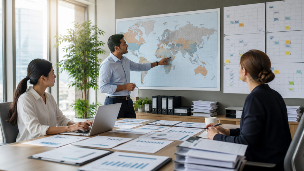 Editorial business scene illustrating tax compliance