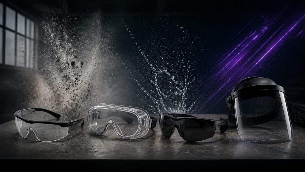 People-free editorial still life illustrating vision protection
