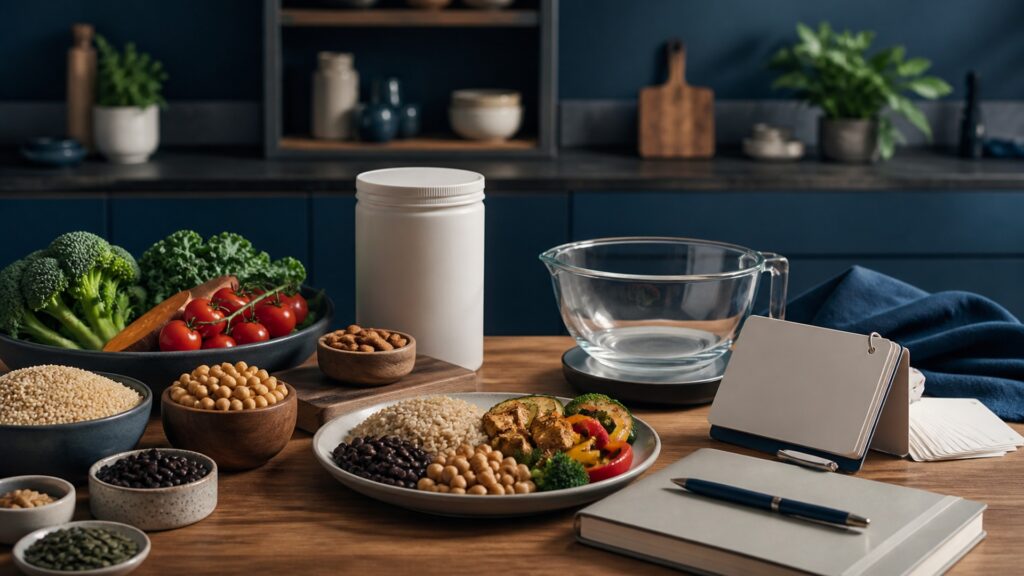 People-free editorial still life illustrating restriction eating-disorder medication growth and nutrient-gap safety