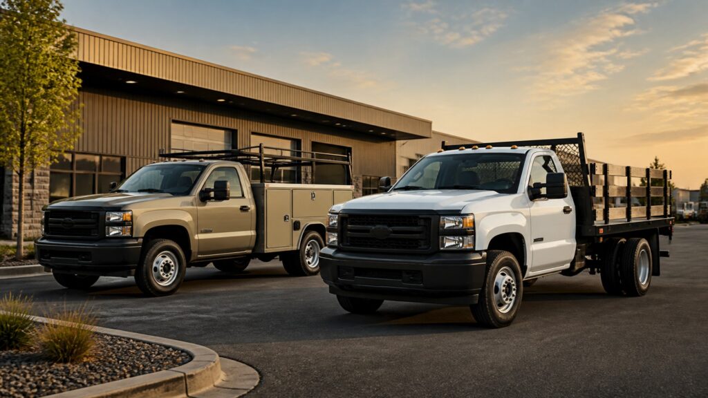 work trucks shopping setup for lease vs purchase decisions with practical vehicle-focused details