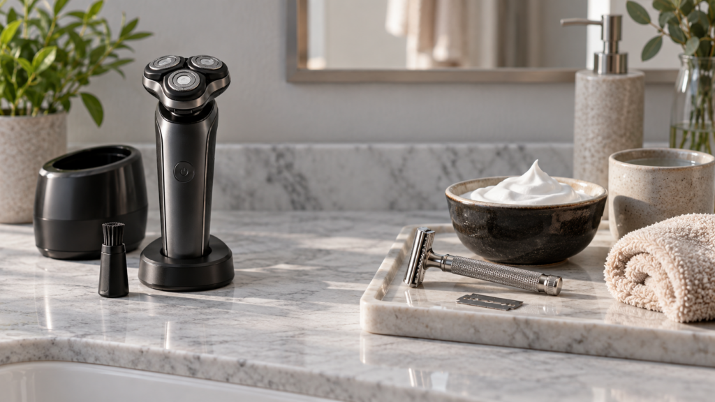electric razors vs manual razors explainer hero image for Review Streets